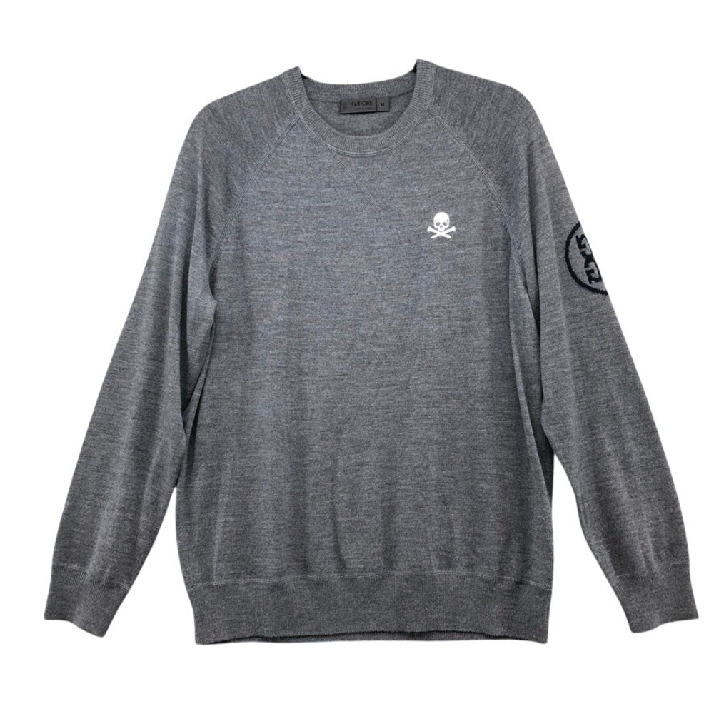 G/FORE Sweater Mens Medium Gray Skull T-Crossed Tees Wool Preppy Golf Minimalist